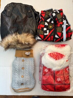Reseller Lot Dog Coats Faux Leather/Snowflake/Reflective/ Knit Sweater (10)
